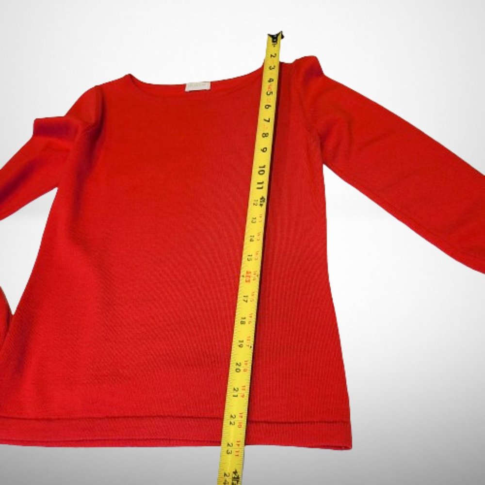 VALENTINO GARAVANI STUNNING BRIGHT RED SWEATER WITH BELL PLEATED SLEEVES - Picture 16 of 16